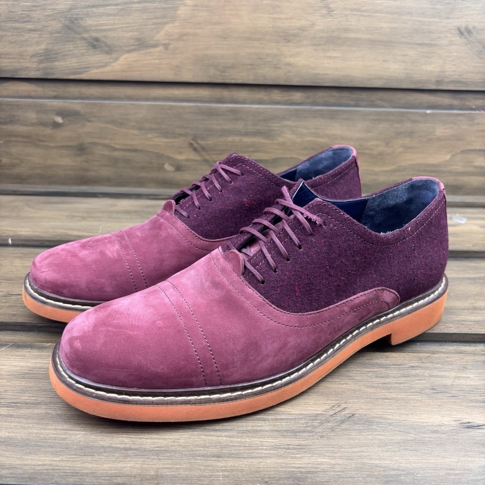 Cole‎ Haan Air Harrison Wine Nubuck Leather & Wool Oxfords Size 9.5M Dress Shoes